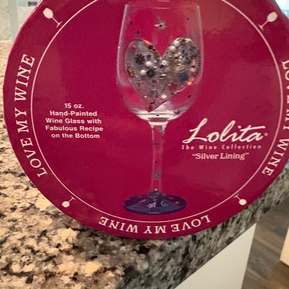 Lolita Silver Lining Wine Glass with Heart Motif
